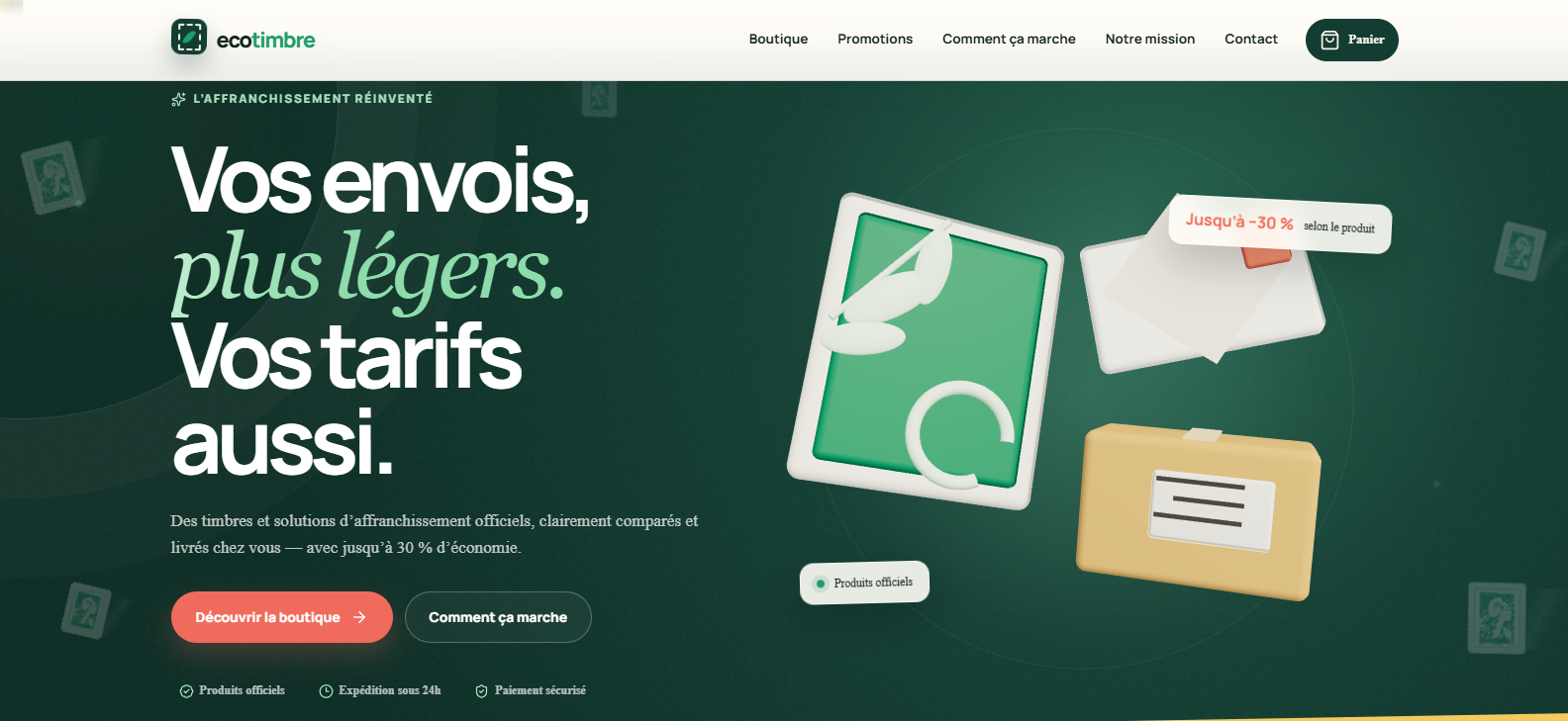 Page d’accueil de la boutique Ecotimbre